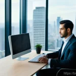 Home 11 전략경영에서 흔히 실수하는 사례 - **Prompt:** A male business professional in his late 30s, dressed in smart casual attire (e.g., tail...