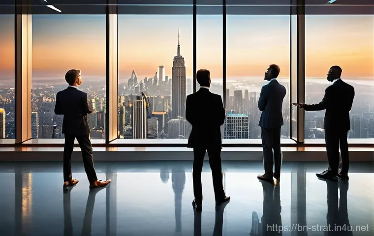 전략경영 실무 프로세스 - **Prompt 1: Strategic Vision and Goal Setting**
    "A diverse team of five business professionals, ...